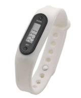 Pedometer Watch Wrist Watch with a digital display and a white strap for tracking steps.