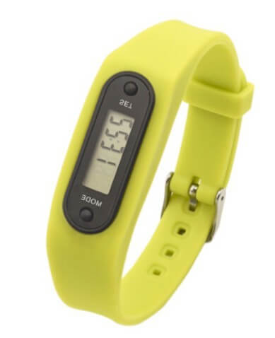 Pedometer Watch Wrist Watch in vibrant yellow color with digital display for tracking steps and activity.