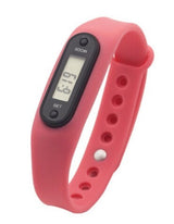 Pedometer Watch Wrist Watch in pink with digital display for step tracking.